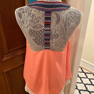 YA Los Angeles- Peach Layered Tunic Tribal Straps